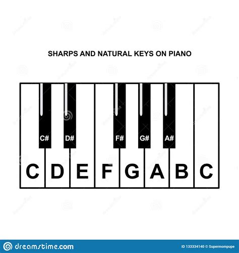 For instance, the note one semitone higher than c is c sharp, but since it is one semitone lower than d it is also called d flat. Piano Chords Or Piano Key Notes Chart On White Background ...