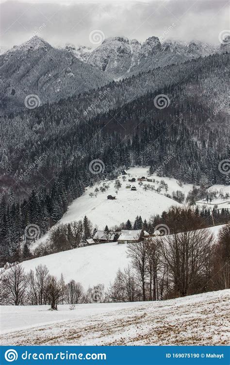 Romanian Rural Landscapenature Landscape In Winter Winter Background