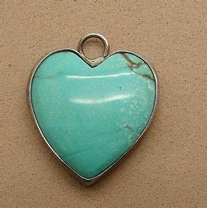 Vintage Sterling Silver Turquoise Gemstone Heart Bracelet Charm Love