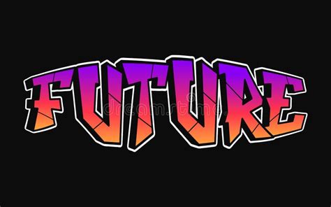 Future Word Trippy Psychedelic Graffiti Style Lettersvector Hand Drawn