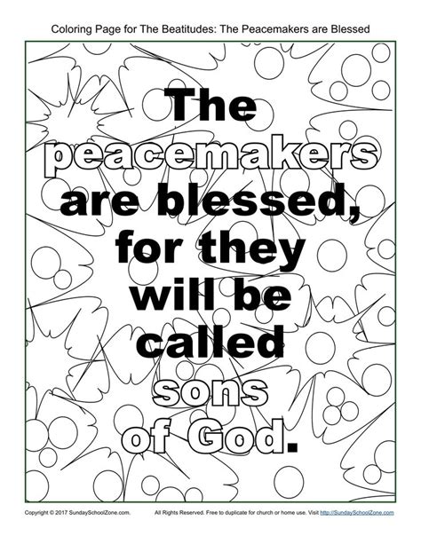 Peacemakers Beatitudes Coloring Page Sunday School Coloring Pages