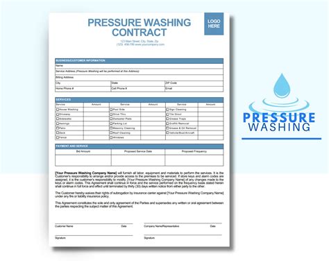 Pressure Washing Proposal And Service Agreement Pressure Washing