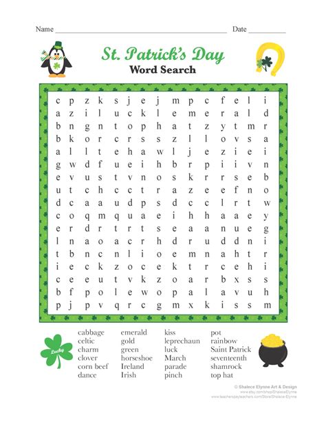 Printable St Patricks Day Word Search