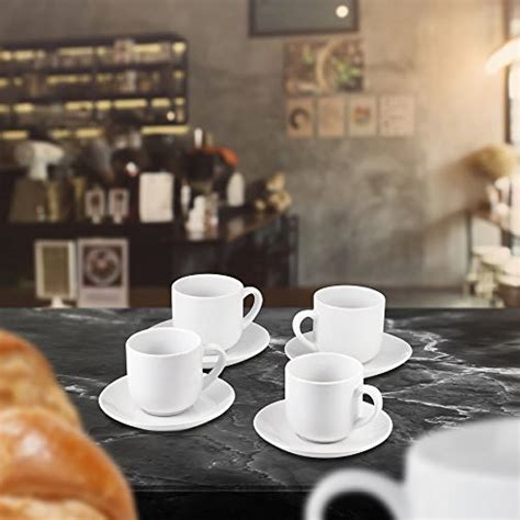 Espresso Cups With Saucers By Bruntmor 4 Ounce White Ceramic Set Of And Sets Ebay