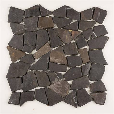 Maluku Black Pebble Tile Flat Stone Series Natural Stone Mosaics