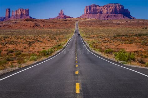 Highway Road Us Highway 163 And Monument Valley At Sunset Arizona