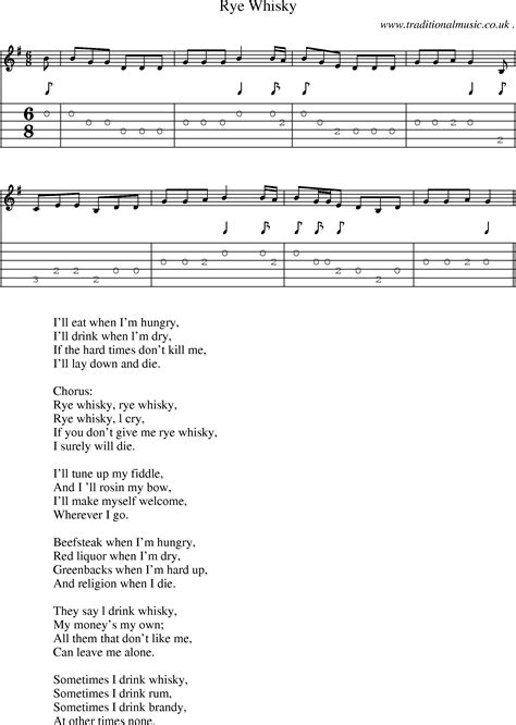 American Old Time Music Scores And Tabs For Guitar Rye Whisky