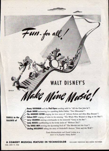 1946 Walt Disney Ad Make Mine Music Ebay