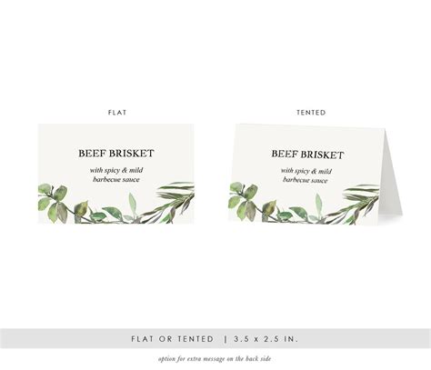 Greenery Buffet Label Template Printable Buffet Food Sign Etsy
