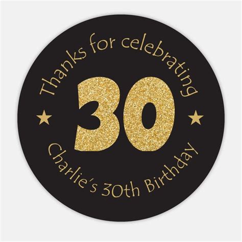 30th Birthday Stickers Personalised Birthday Party Labels Etsy
