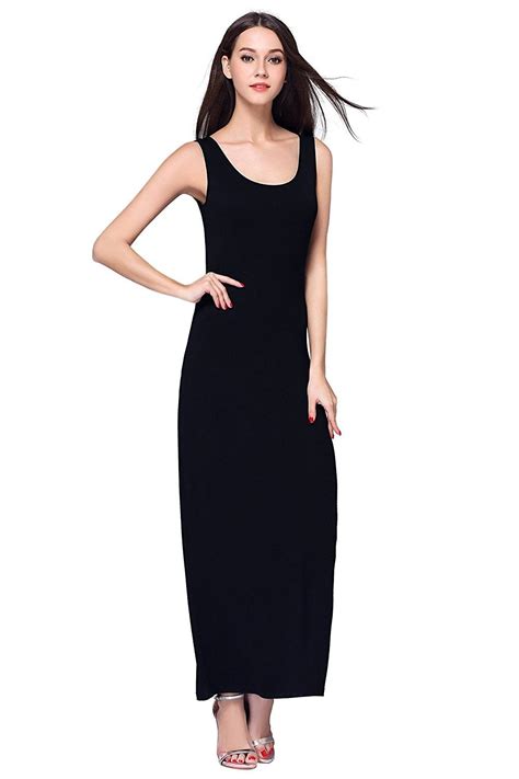 Women S Casual Sleeveless Tank Top Long Maxi Dress Black