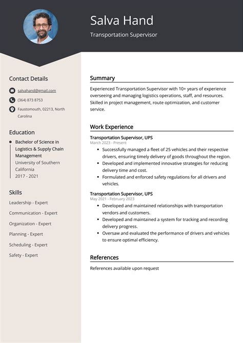 Transportation Supervisor Resume Examples Template And 20 Tips