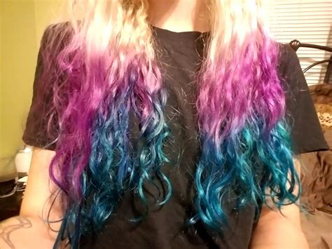 Pink Hair Blue Koolaid Blonde Hair Curly Hair Curly Hair Styles Blue