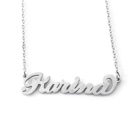Karina Italic Silver Tone Name Necklace Personalized Etsy