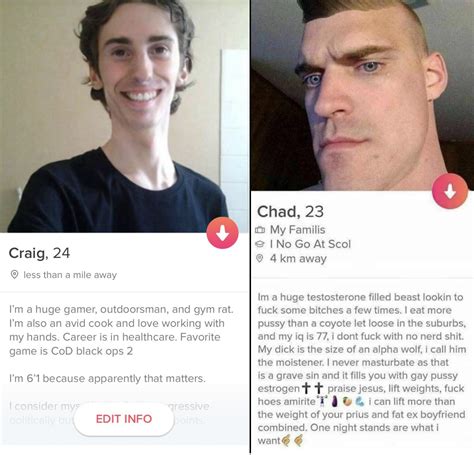 5670164 the only incel is the one who pretends to be a fictional character and pushes his. incel tinder profile vs Chad tinder profile - Bodybuilding ...