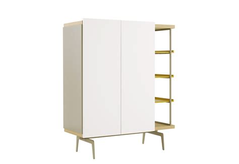 Mixing the lacquer and wood veneer finish provides an added warmth and dimension to. The Cabinet of natural wood with the frame of alumina ...