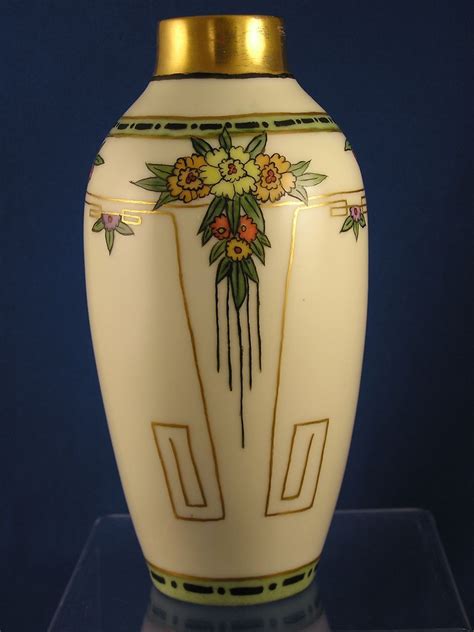 Austrian Blank Art Deco Floral Motif Vase Signed Alsdated 1910