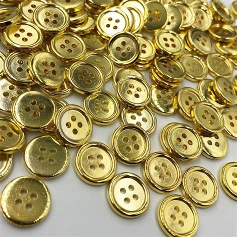 100 Pcs Gold Plastic Buttons 15mm Sewing Craft 4 Holes Pt190 In Buttons