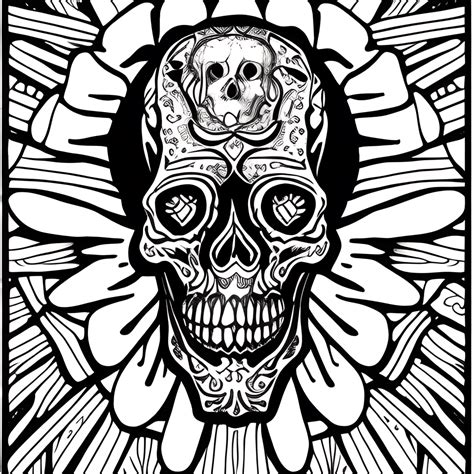 Coloriage De Tatouage Skulls En Noir Et Blanc · Creative Fabrica