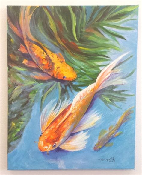 Koi Art Koi Painting Koi Fish Original Acrylic Painting Etsy Koi