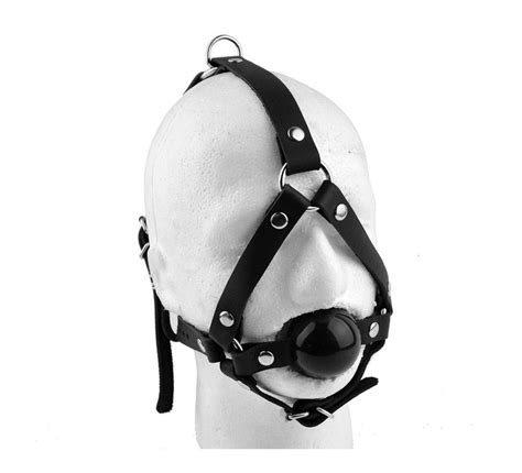Handcrafted Deluxe Ballgag Black Leather Head Harness Trainer Bondage Bdsm Ball Gag Top Quality