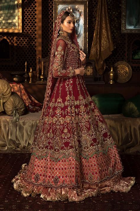 Pakistani Designer Bridal Dresses Maria B Brides 2022 2023 Collection Red Bridal Dress Asian