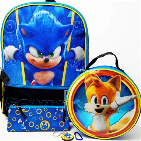 Sonic The Hedgehog Boys Large Backpack 16 School Book Bag Lunch Box