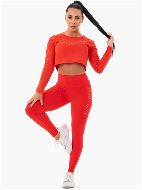 Staples Cropped Sweater Red Ryderwear