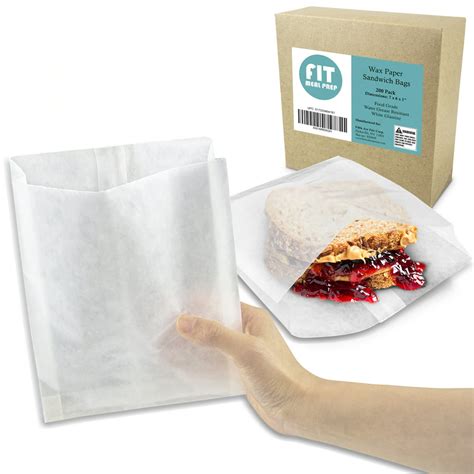 Plain 7 X 6 X 1 Wet Wax Paper Sandwich Bags Food Grade Water Grease