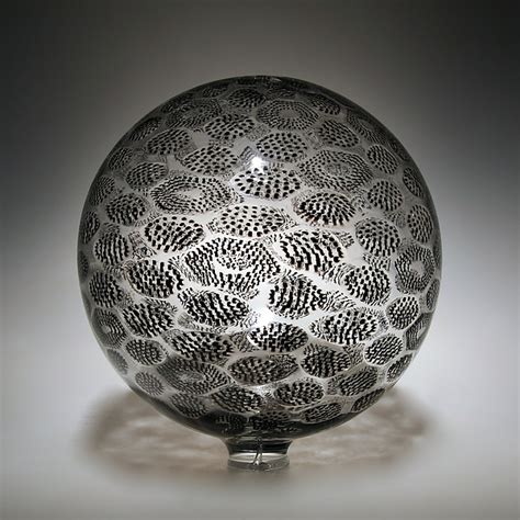Black Thread Sphere By David Patchen Art Glass Sculpture Studio Sale