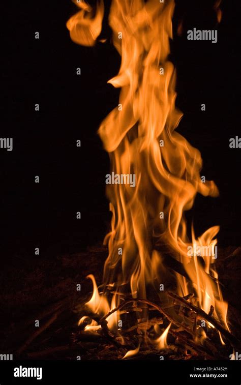 Buring Fire At Slow Shutter Speed Stock Photo Alamy