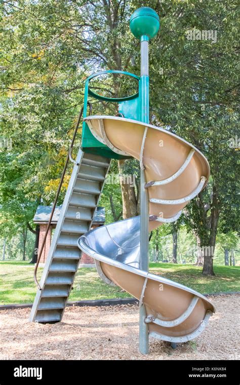 Metal Spiral Playground Slide Stock Photo Alamy