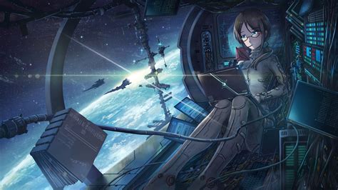 Wallpaper Id 127195 Anime Girls Astronaut Space Earth Space