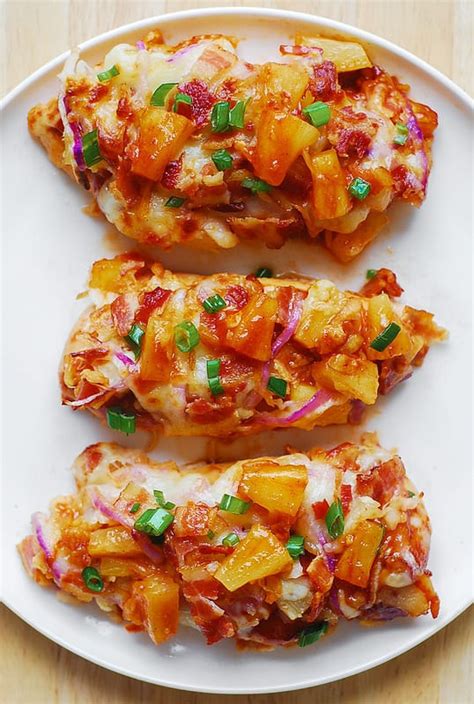 Brush some olive or vegetable oil evenly over each kabob. Bacon Pineapple BBQ Chicken | Recipes, Bbq chicken recipes ...
