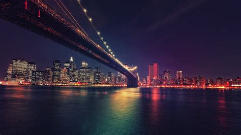 Masaüstü Manzara Şehir Manzarası Neon Gece New York City Amerika