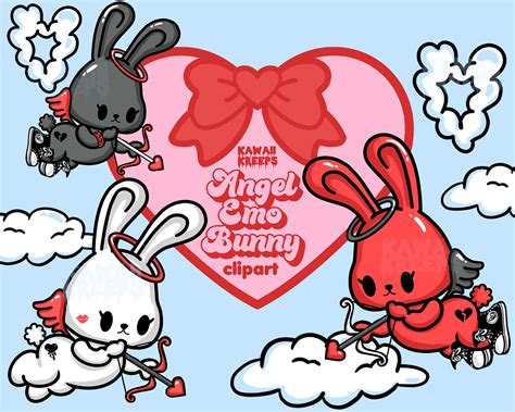 Emo Angel Bunny Pastel Goth Clipart Png Files Digital Download Etsy