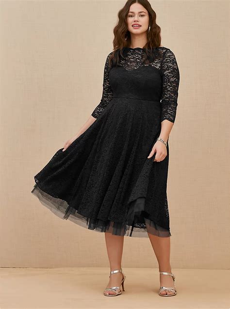 Plus Size Special Occasion Black Lace Midi Dress Torrid