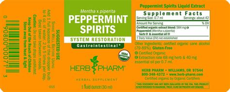 Herb Pharm Peppermint Spirits 1 Fl Oz Herbs Direct