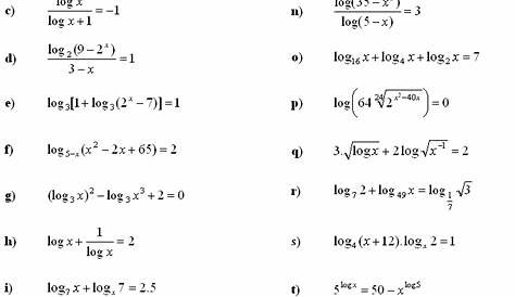 logarithmic properties worksheet