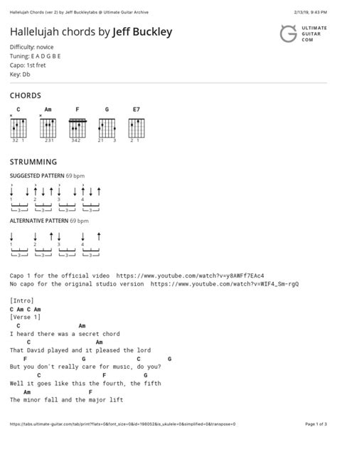 Hallelujah Chords Ver 2 Song Structure Musical Forms