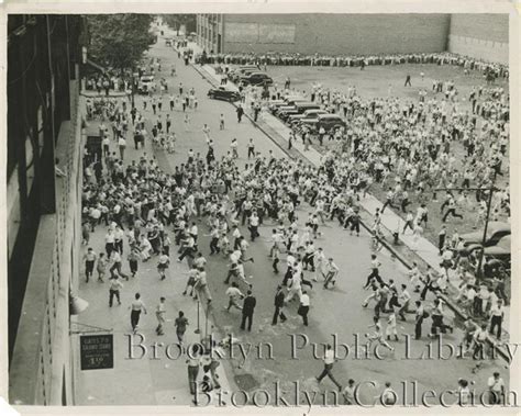 Mob Scene As Kids Are Let In Free To Ebbets Field Brooklyn Visual