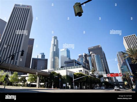 Skyscrapers In Downtown Los Angeles Business District California Usa