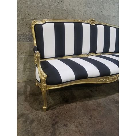 1950s Vintage Victorian Black And White Striped Sofa Chairish Vintage