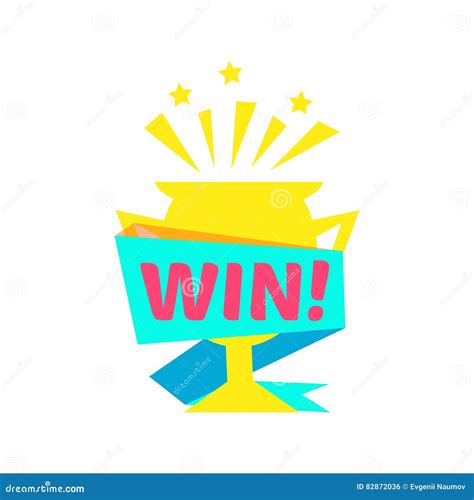 Win Congratulations Sticker With Golden Cup Design Template For Video