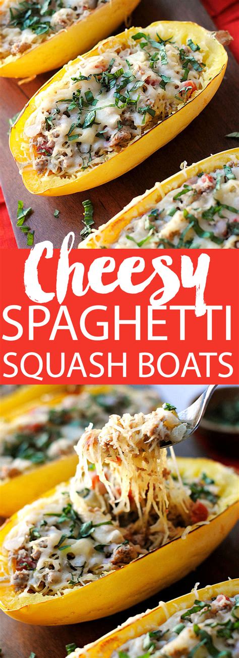 Spaghetti Squash Boats With Spicy Sausage Eat Yourself Skinny