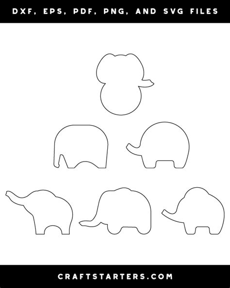 Simple Elephant Outline Patterns Dfx Eps Pdf Png And Svg Cut Files
