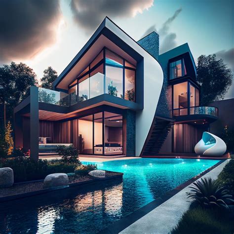 Premium Photo Modern Luxury House With Swimming Pools