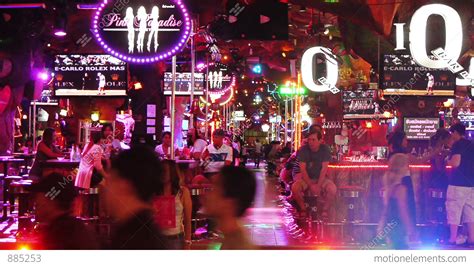 Night Walking Street Patong Thailand Stock Video Footage 885253