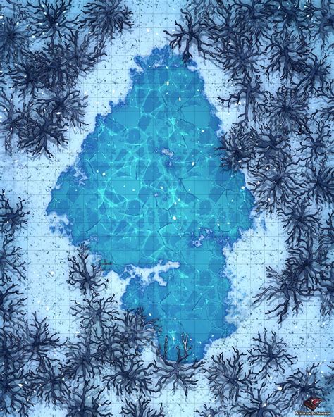 Frozen Lake Battle Map For Dungeons And Dragons Fantasy Map Dungeon
