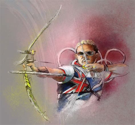 Olympics Archery 01 Painting By Miki De Goodaboom Artmajeur